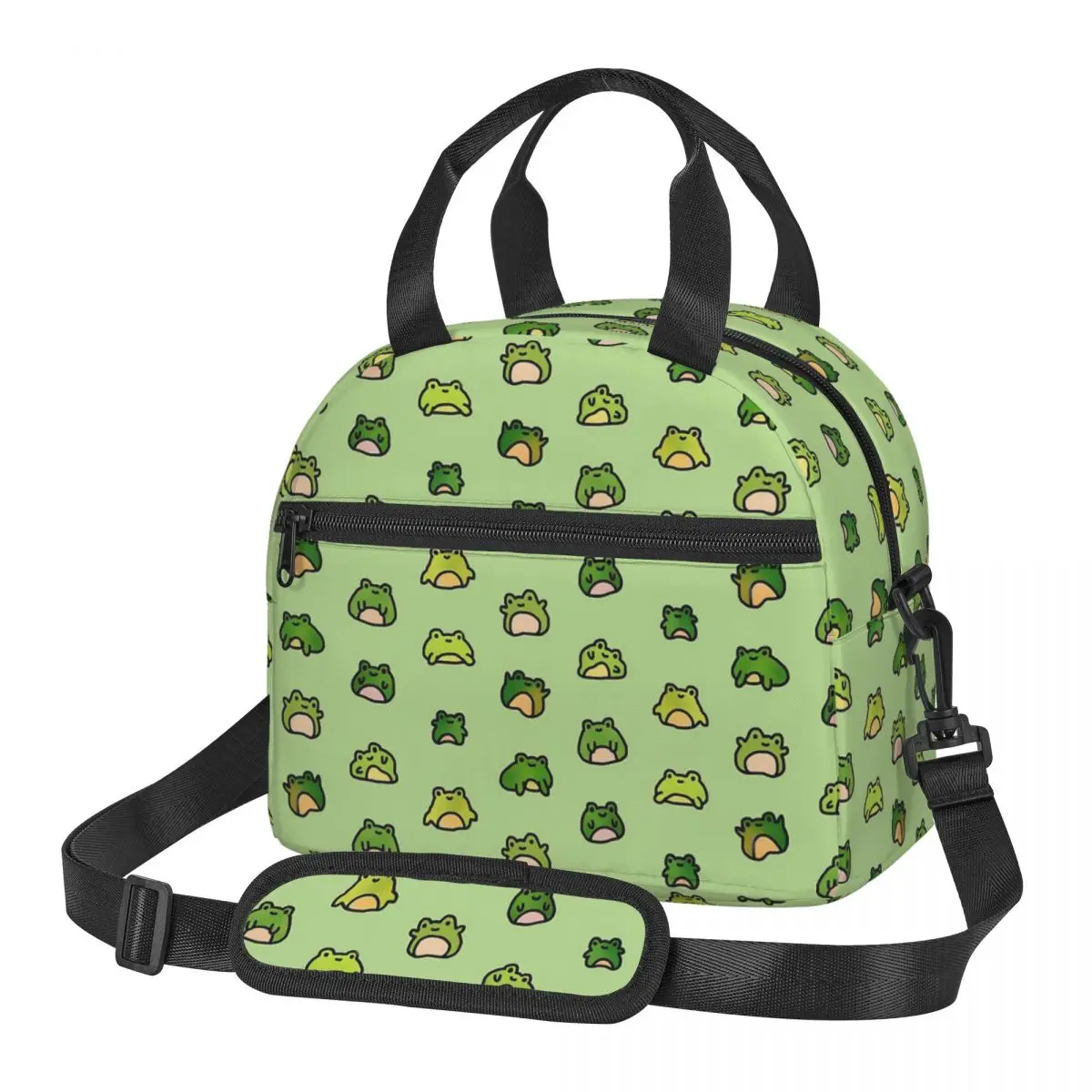 Ranas Doodle bolsa de almuerzo grande con aislamiento térmico con correa ajustable para el hombro, bolsas de comida portátiles, caja de comida térmica más fresca