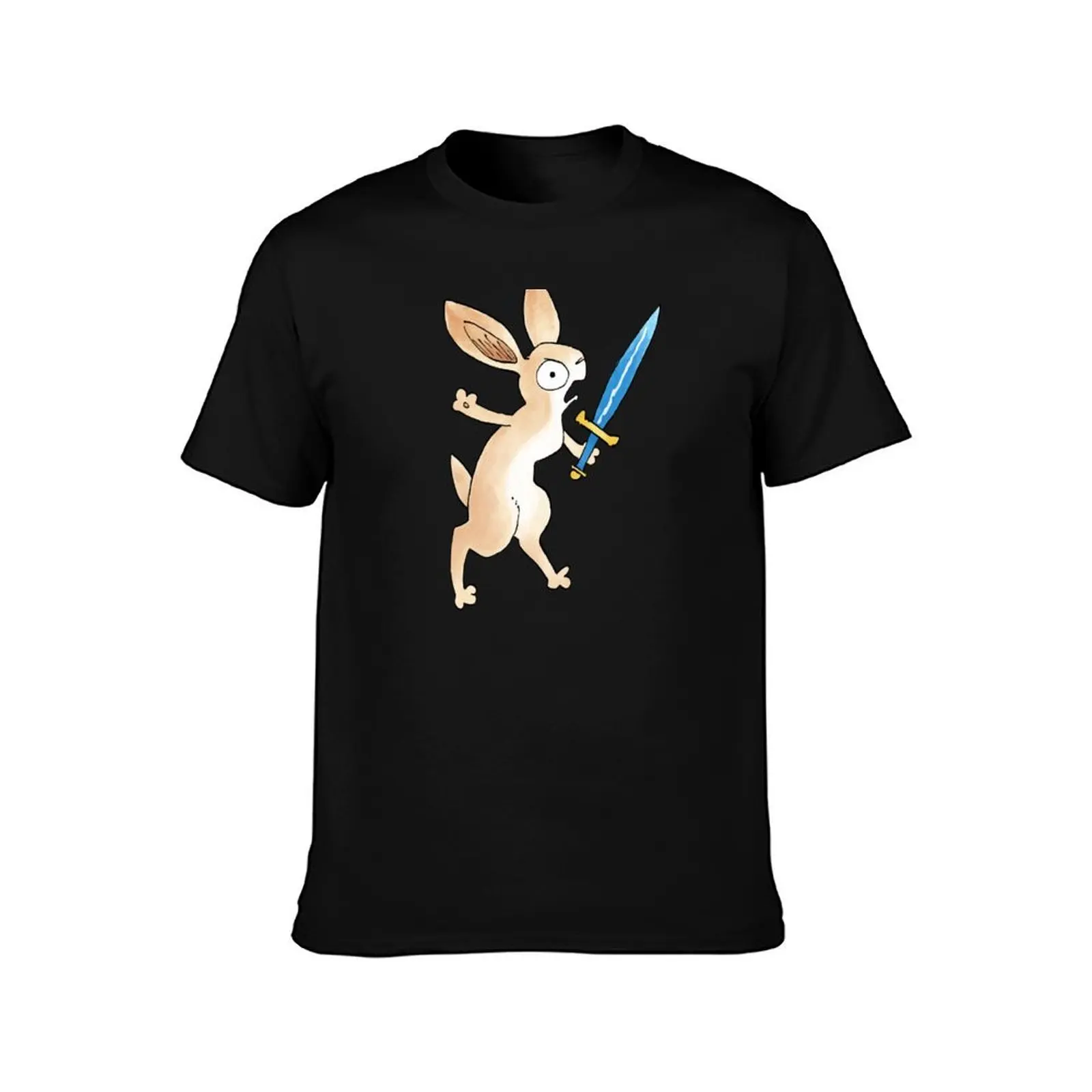 Armed Medieval Rabbit 2 T-Shirt boys animal print street wear plain black t shirts men