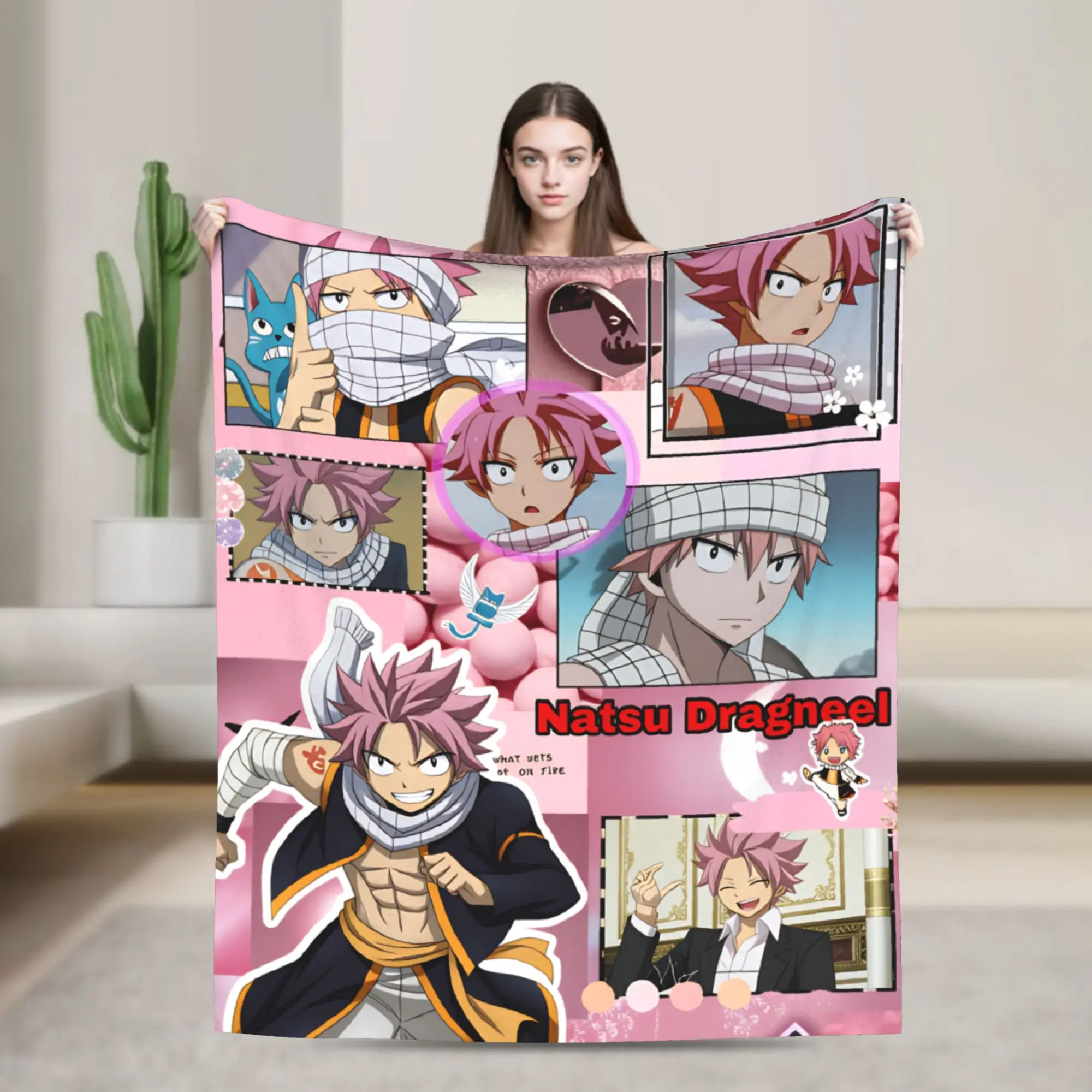 

Fairy Tail Flannel Blanket Japanese Anime Super Warm Throw Blanket for Couch Chair Airplane Trend Bedspread Sofa Bed Cover
