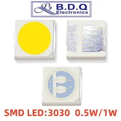 500Pcs 3030 SMD LED 0.5W 1W Vermelho Amarelo Azul Branco Quente Verde Rosa Âmbar Diodo emissor de luz Alta qualidade brilhante