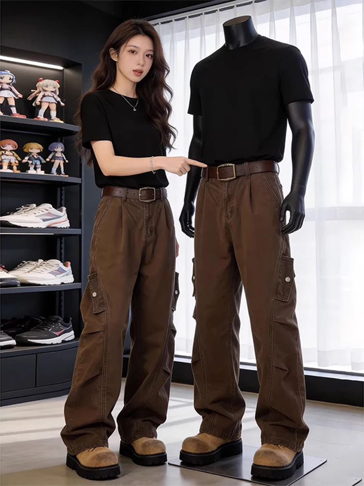 

American Sle Waed Workwear Jeans Men's Loose Straight Leg Wide Leg Pants Cleanfit Retro Sle Youthful Trendy Teenage Jeans