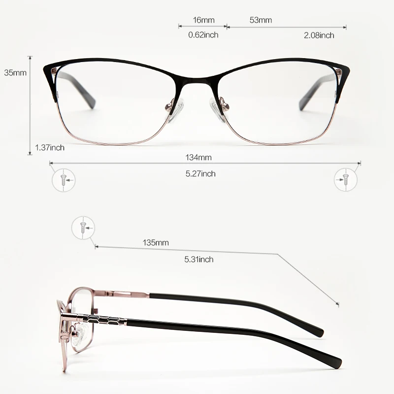 Metal Frame Classic Square Cat Eye reading Glasse Women Prescription Myopia Woman Glasses Clear Optical Frames Anti Blue 7554C3