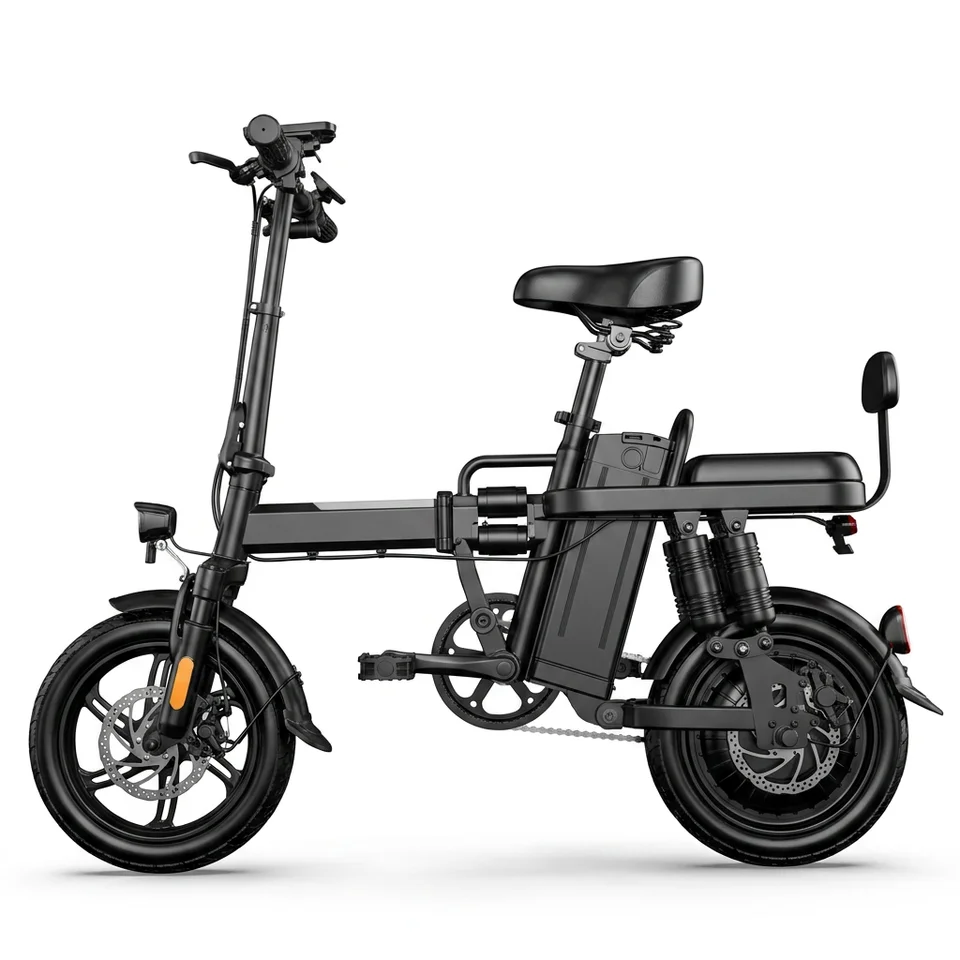 Z1 Folding Electric Bike 48V 500W Motor 15Ah Removable Lithium Battery 14 Inch Dual Suspension E‑Bike 50‑60 Miles Long Range Dual Disc Brake Foldable E Bicycle for City Commuting Off‑Road