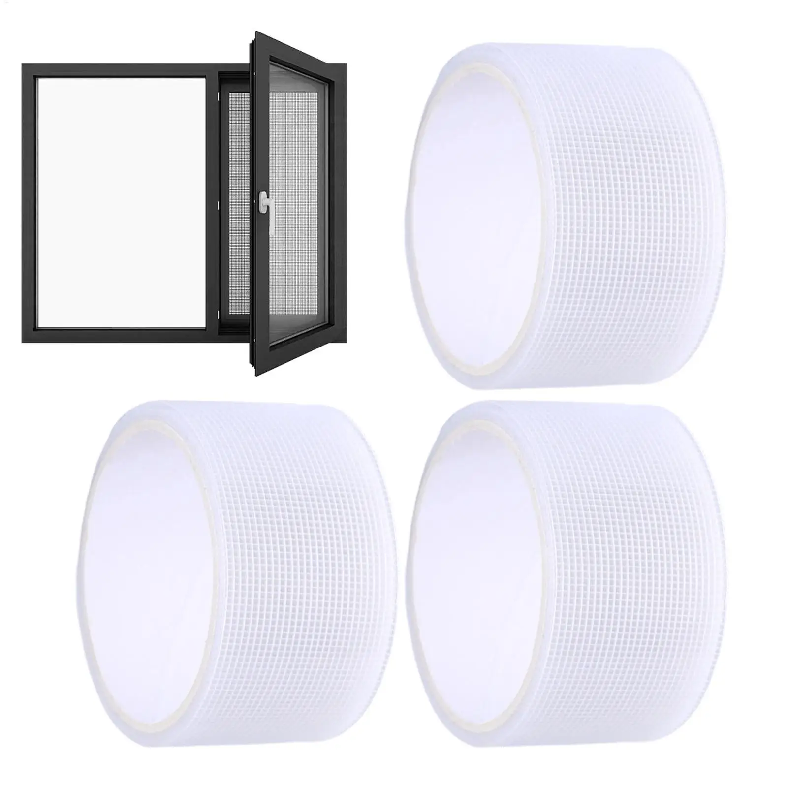 Window Screen Tape 3 Rolls 1.97in X 6.56ft Self-Adhesive Waterproof Screen Patch Repair Kit For Patio Balcony Door Net Tears