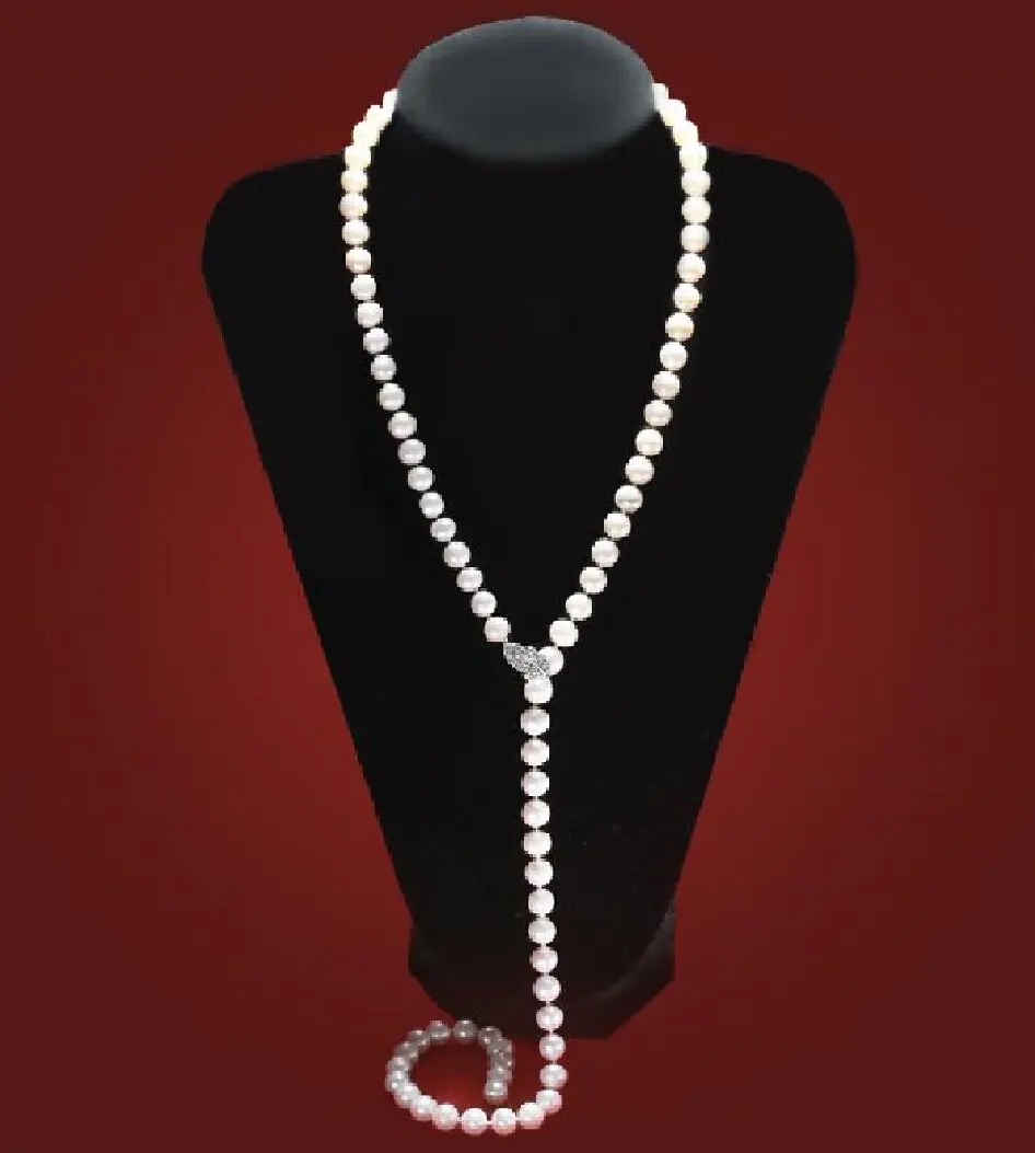 real freshwater pearl 8-9mm round necklace double layer sweater chain long long chain 32inch