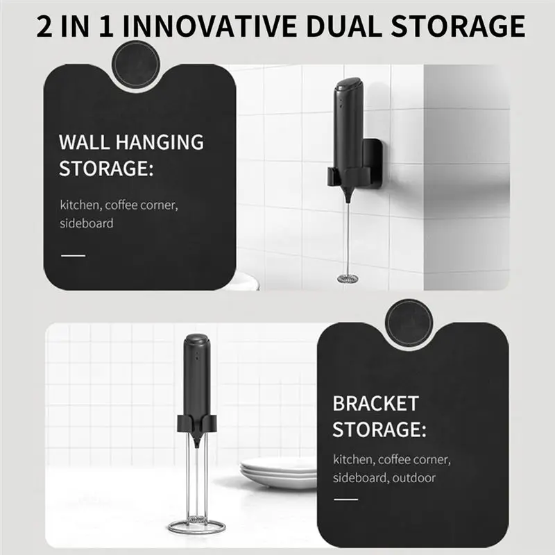 2026 + رغوة الحليب القابلة لإعادة الشحن محمولة مع حامل، رغوة القهوة الكهربائية، خفق كهربائي، خلاط مشروبات محمول