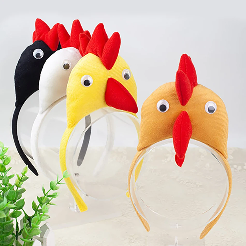 Halloween Thanksgiving Kids Animal Headband Set 3D Rooster and Cute Chick Hair Clips Festive Party Headwear