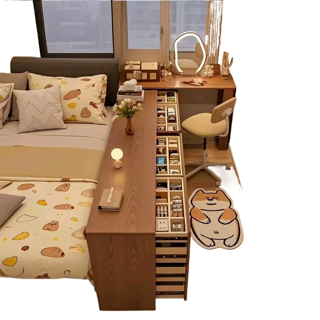 

Integrated light luxury high-end sense, solid wood makeup table bedroom