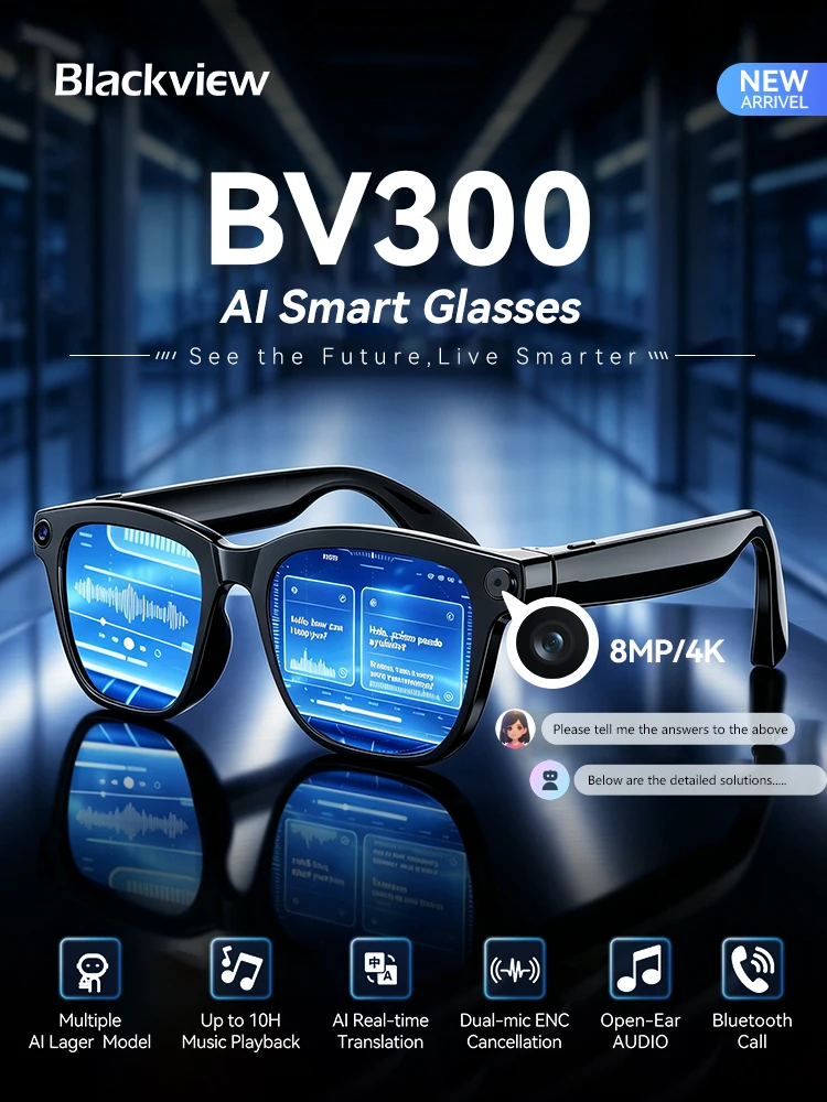 Okulary Blackview BV300 4K AI z funkcją zmiany koloru, inteligentnym tłumaczeniem, nagrywaniem zdjęć i wideo, wodoodporne, inteligentne okulary przeciwsłoneczne z funkcją rozmów. — zdjęcie produktu 7