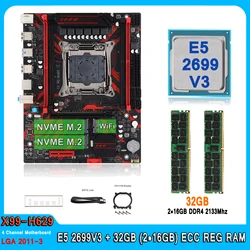 X99 Kit scheda madre LGA2011-3 Set con processore E5 2699 V3 32GB(2*16GB) memoria DDR4 ECC M-ATX E5 2699 V3 scheda madre a quattro canali