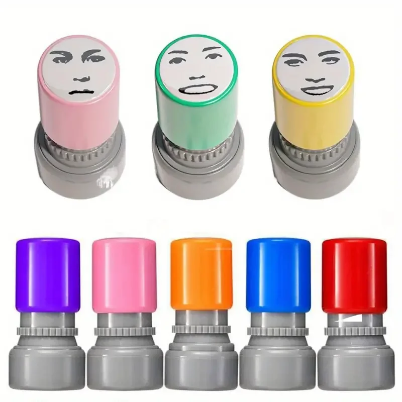 Novelty Face Memes Seal Stamp: Cute Prank Trick Engraved Funny Self-Inking Printing Stamp - DIY Office Supplies