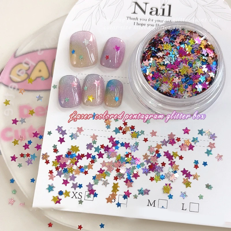 1 caja lentejuelas de estrella para uñas, 3D, color caramelo variado, escarcha, decoración DIY 5
