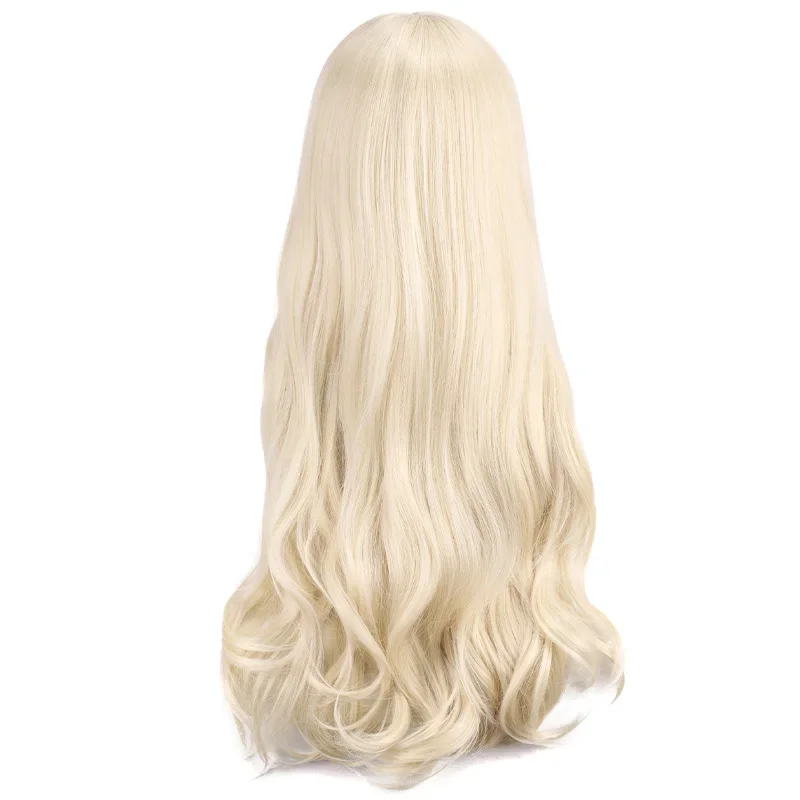شعر مستعار أشقر صناعي طويل مموج، خط شعر طبيعي، زي تنكري للحفلات، ألياف مقاومة للحرارة، ملابس يومية