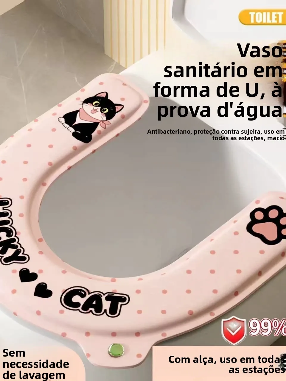 粘着性防水便座クッション香り付き家庭用四季通用トイレカバーリングu字型漫画スタイル