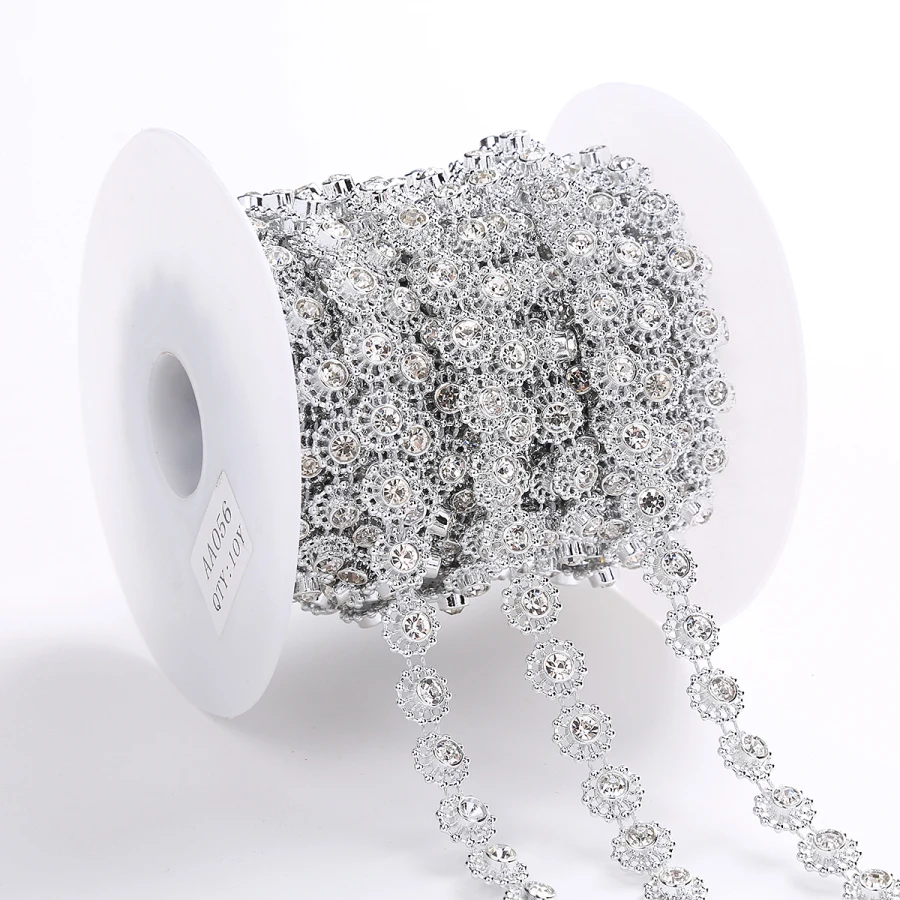 10yards Golder Color ABS Pearl Crystal Rhinestone Chain Sewing Banding Trim Wedding party jewelry handwork