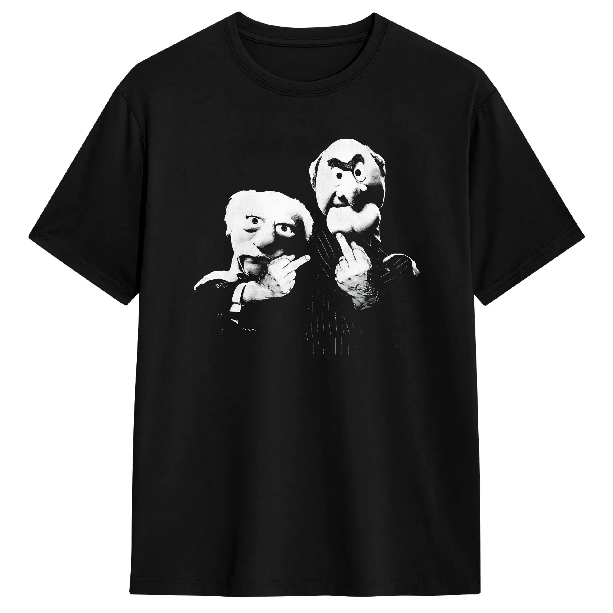 Statler And Waldorf Middle Finger T Shirt Men's  Pure Cotton Novelty T-Shirts Crew Neck  Tees Short Sleeve Clothes Gift Idea