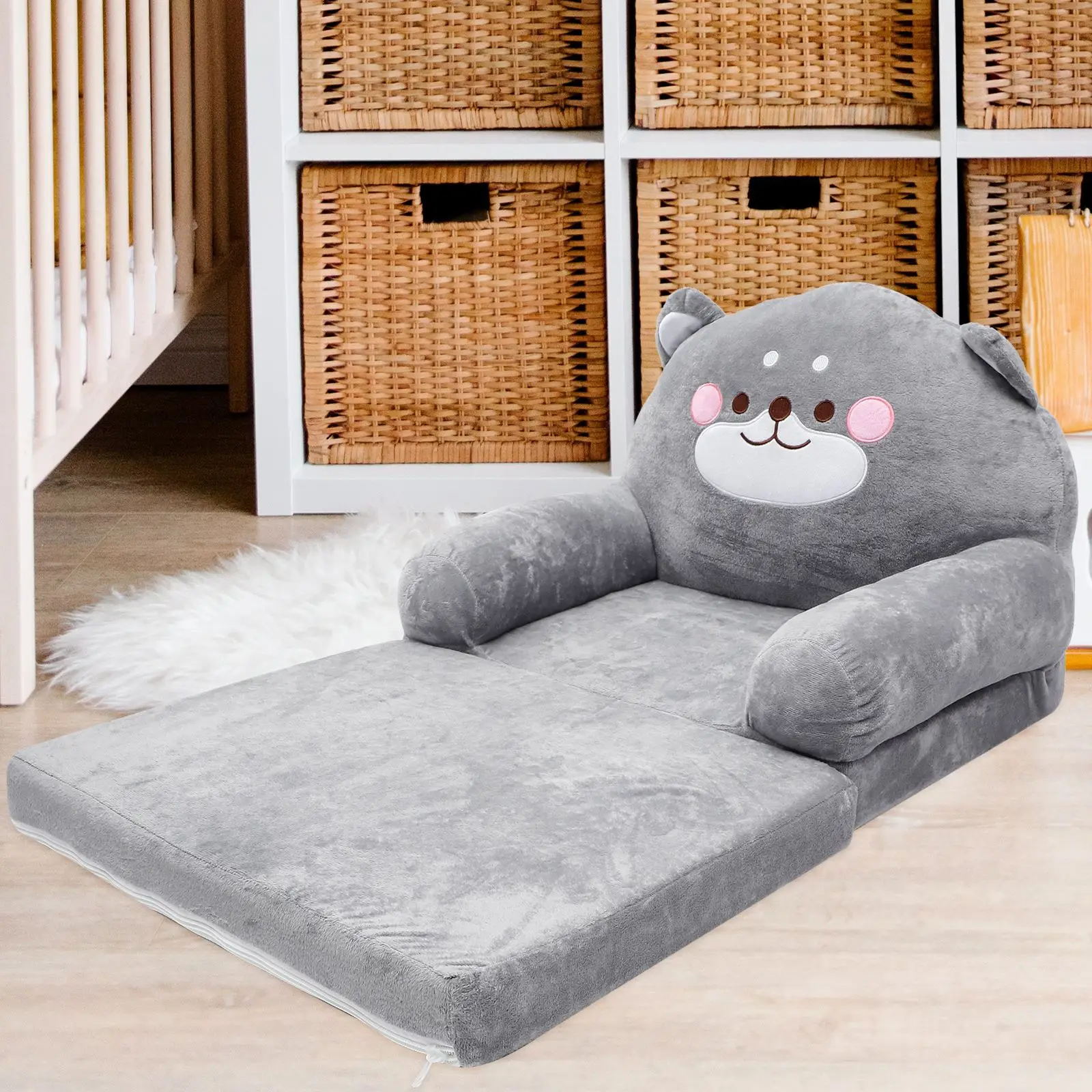 Canapé Pliable et Confortable en Forme d'Éléphant pour Enfant, Chaise en Peluche avec Dossier, Fauteuil de Dessin Animé pour Salle de Jeux et Chambre à Coucher