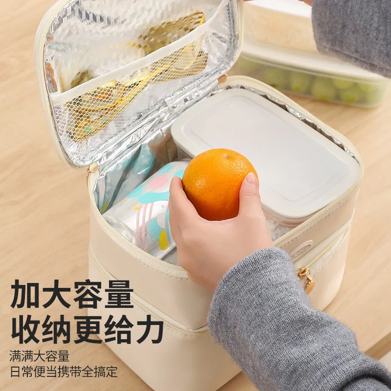 Women LuxuryThickened Aluminum Foil Lunch Box Bag For Office Workers, Portable Double-layer Insulated Warm Keeper Case