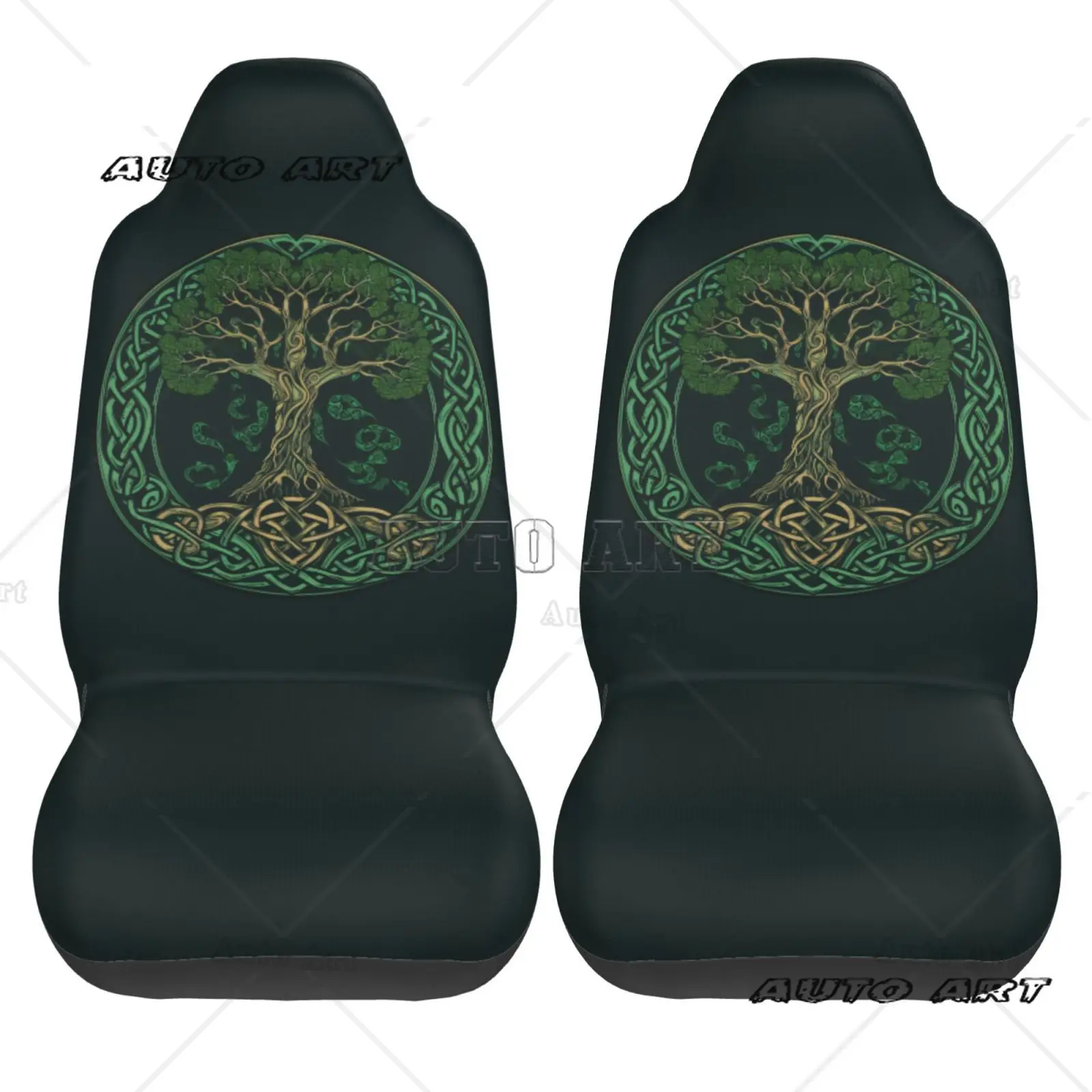 

Tree of Life Celtic Print Car Seat Covers Set for Womens 2pcs Auto Front Seat Protector Universal Car Interior Accessories Full