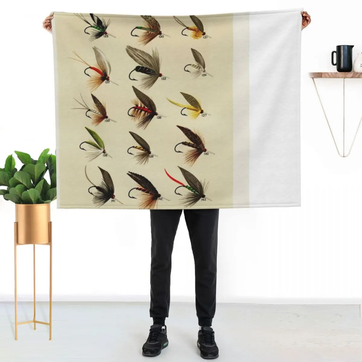 

Vintage Fly Fishing Print - Trout Flies Throw Blanket Easy Care Comfortable Blanket for Couch