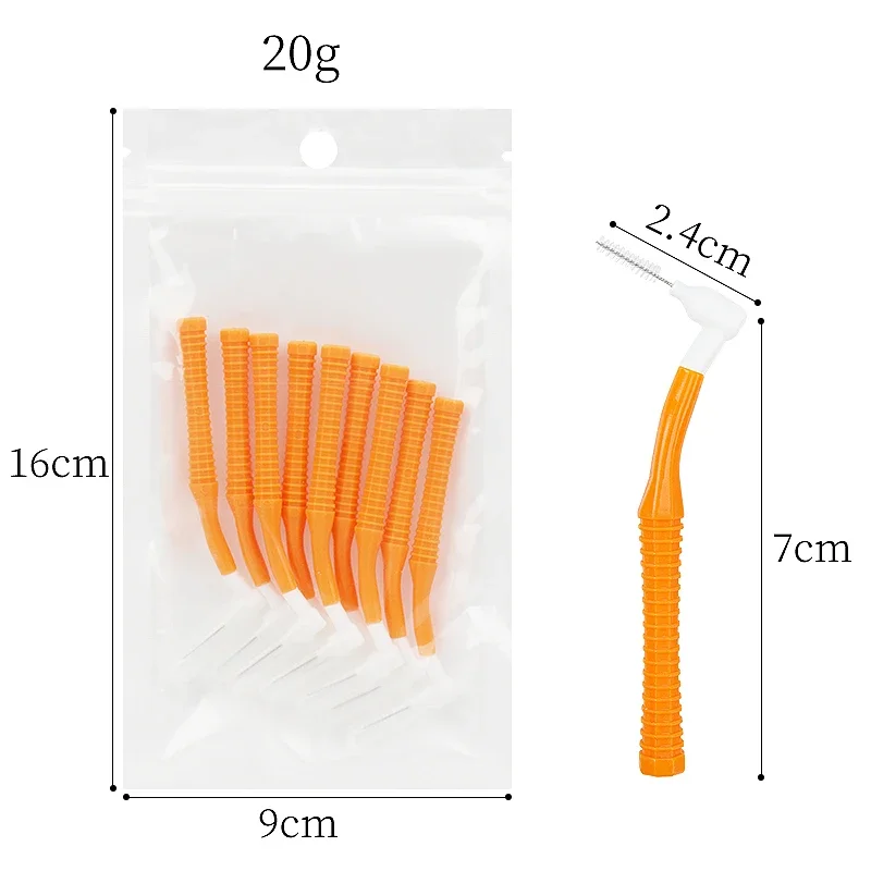 Sdotter 10 Pcs L Shape Push-Pull Interdental Brush Orthodontic Toothpick Teeth Whitening Tooth Pick ToothBrush Oral Hygiene Care