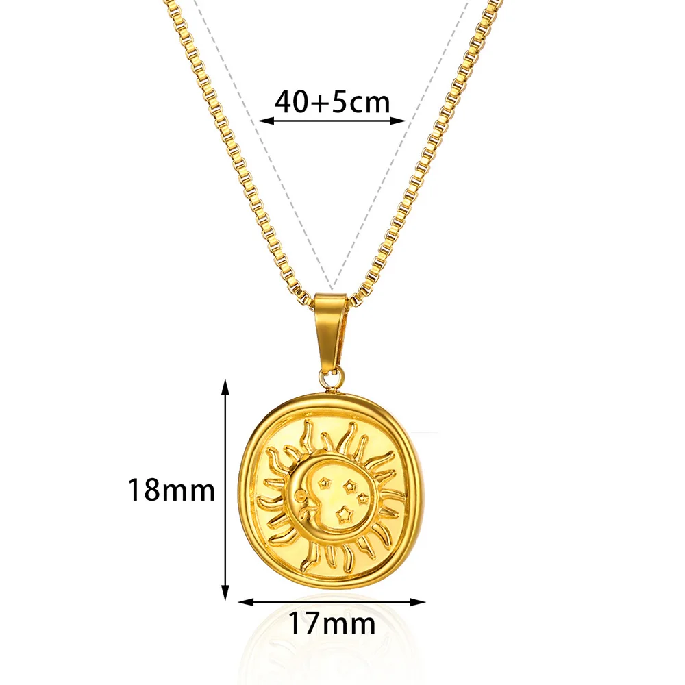 Edelstahl Halsketten Für Frauen Sonne Mond Anhänger Schlüsselbein Kette Exquisite Böhmische Mode Schmuck Geschenk Zubehör – Detail 23