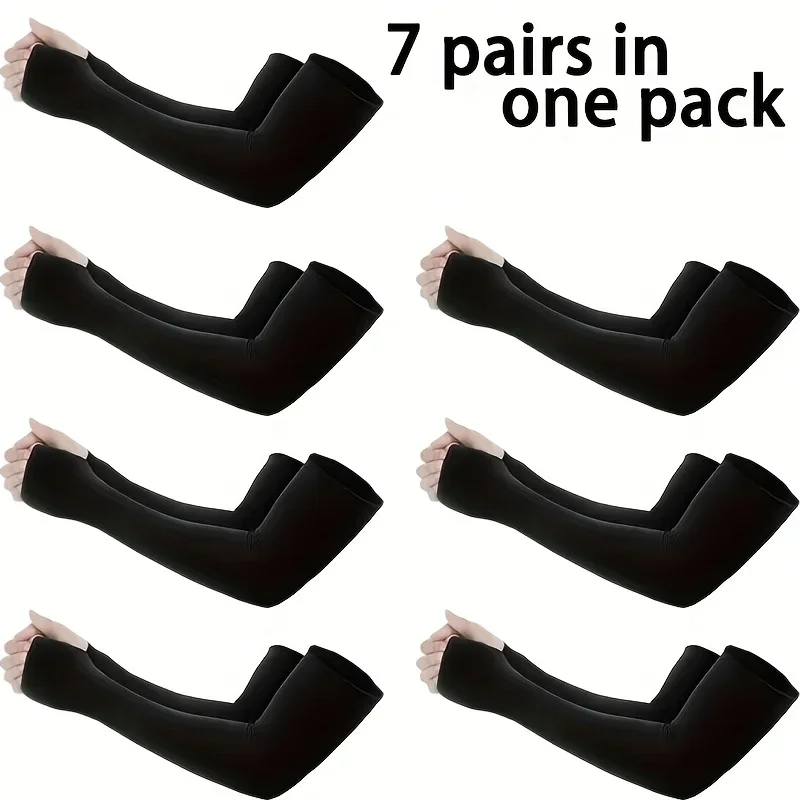 

7-Pair Pack for Men and Women Cool Arm Sleeves, Summer Cycling Driving Sleeves, Breathable and Stretchable, Black 7-Pair Set, Made of NylonXXX