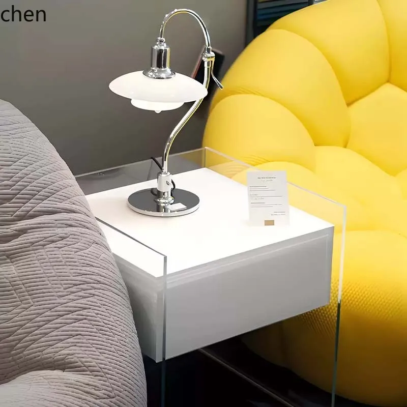 HXL Minimalist Tempered Glass Bedside Table Storage Simple Floating Organizer