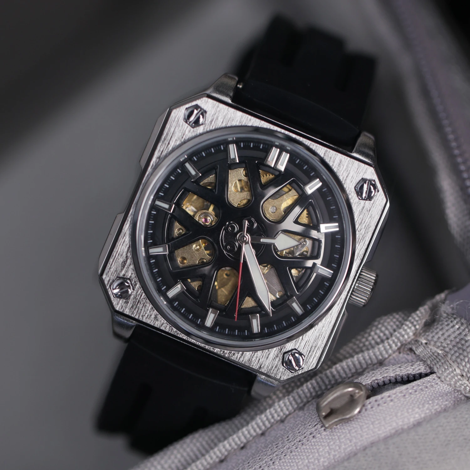 

Square large dial high-end watch for men black light luxury gift fully automatic mechanical watch 2025 new brand authentic