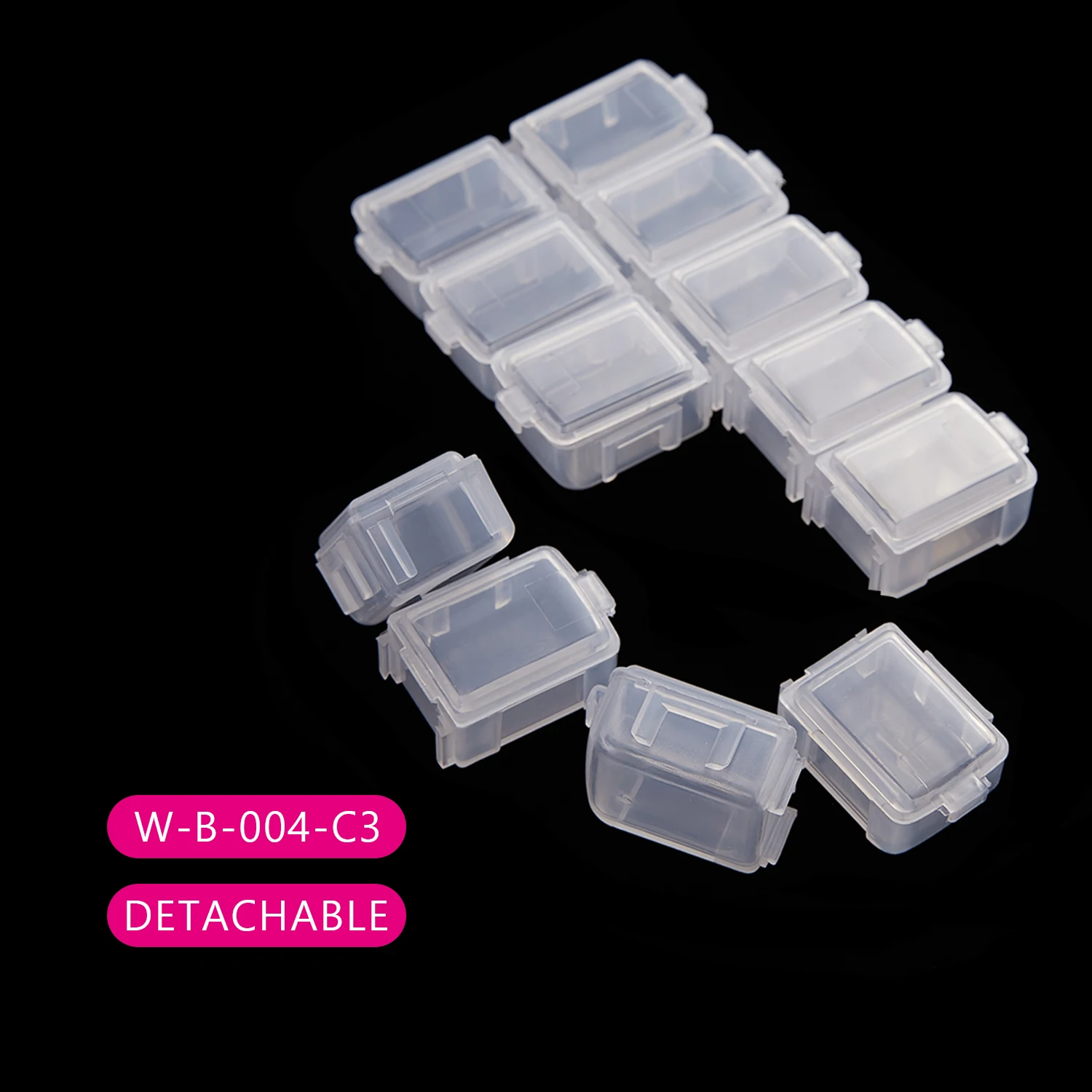 12 Slots Nail Decoration Storage Box Clear Nail Art Glitter Rhinestone Storage Case Jewelry Display Container Organizer