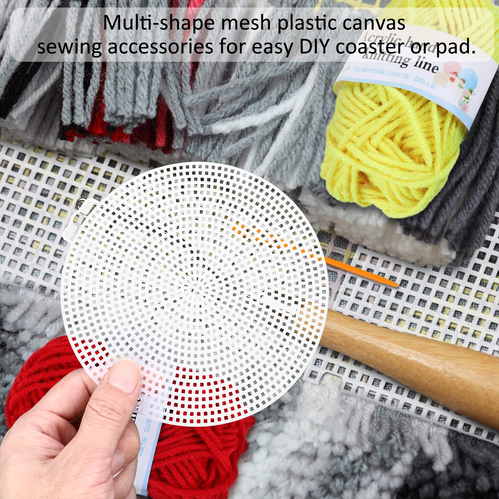 

20pcs Round Cross Stitch Mesh Grid Plate Premium Plastic Cuttable Multi-Purpose Diy Embroidery Sheet For Wool 2.5Mm Bag Bottom