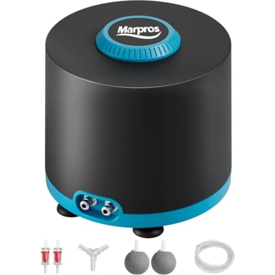 

Aquarium Air Pump with Adjustable Double Outlet air Stone Bubbler for Fish Tank, Silent Fish Tank Aerator with Accessories, 3W/