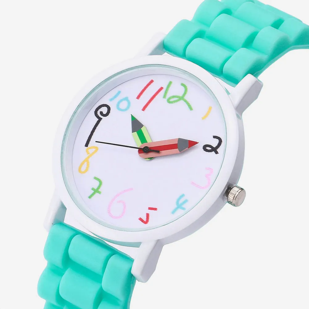 1Pcs Watch Creative Pencil Pointer Cartoon Wristband Silicone Watch Shower Birthday Gift Green Fashion