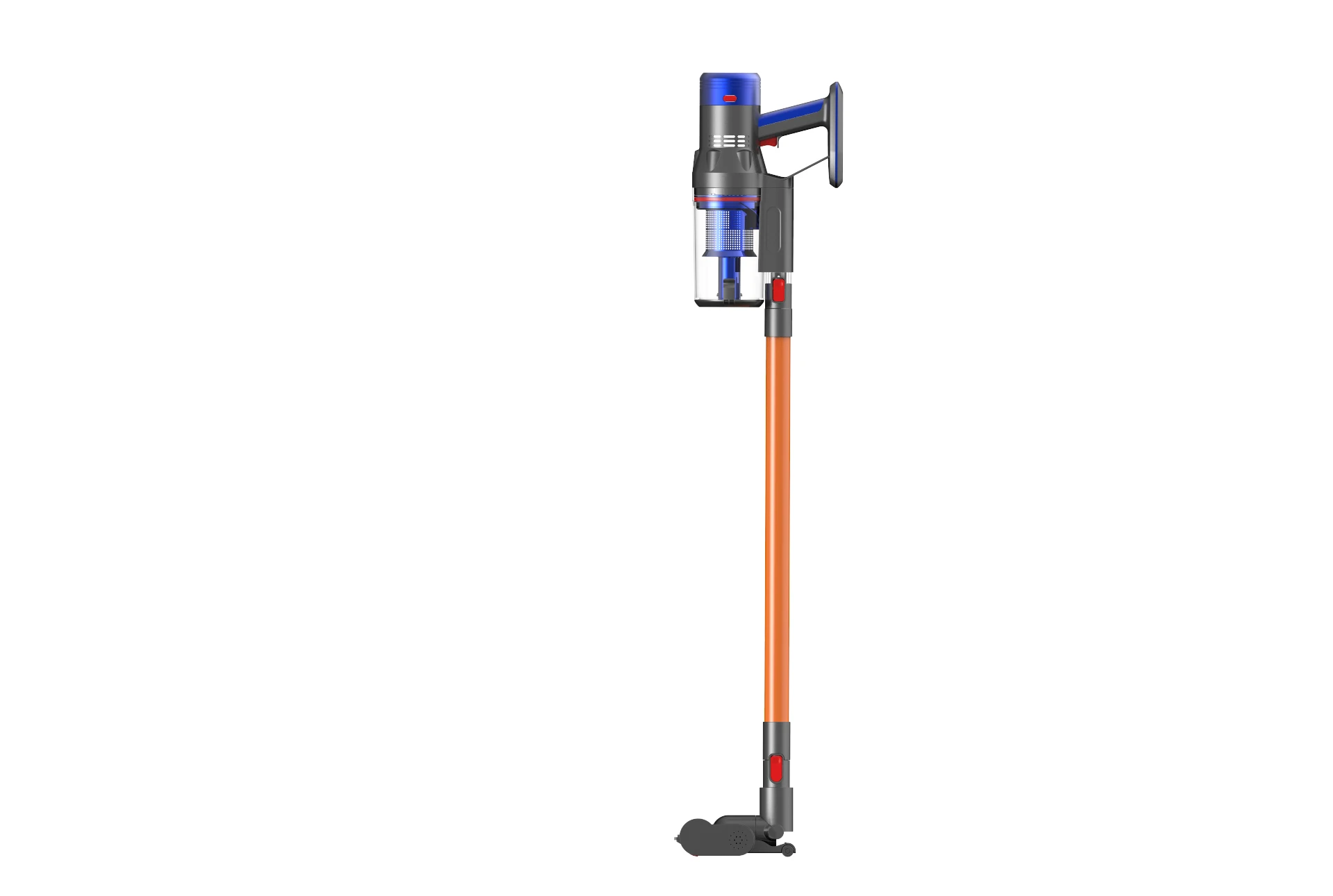 Powerful portable upright vacuum cleaner equipped with wireless tools for multiple broom heads