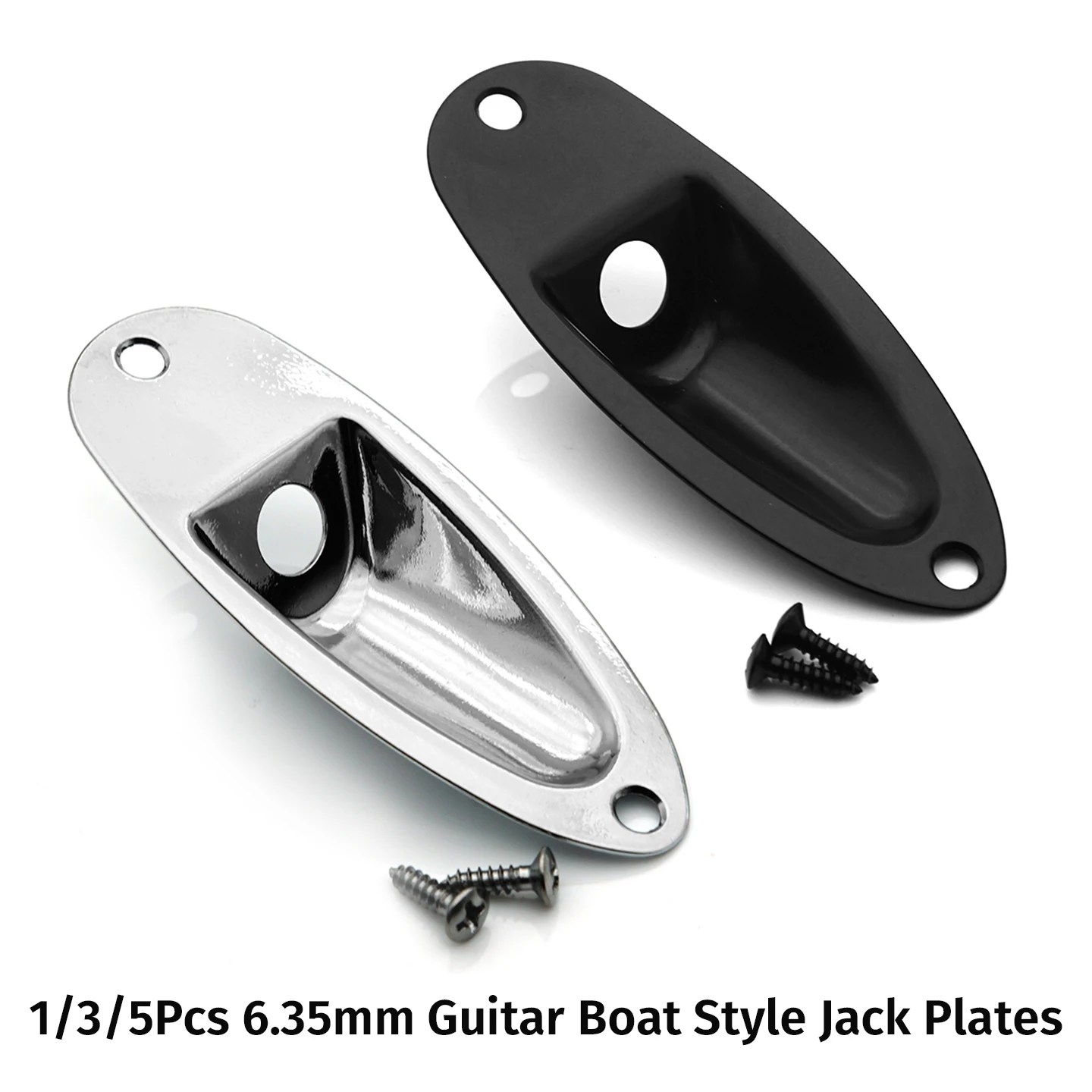 1/3/5Pcs Guitar 6.35mm Boat Style Jack Plate 1/4 Inch Output Input Socket Plate with Screws for Electric Guitar Bass Parts