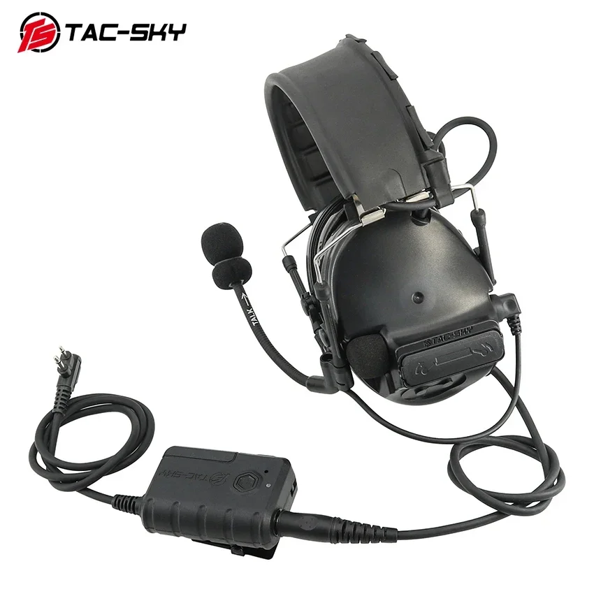 Imagem -06 - Tac-sky Tactical Headconjunto Adaptador Ptt com Bluetooth Motorola Plug para Pelto Mas Comtac Airsoft Hunting Headphone ts