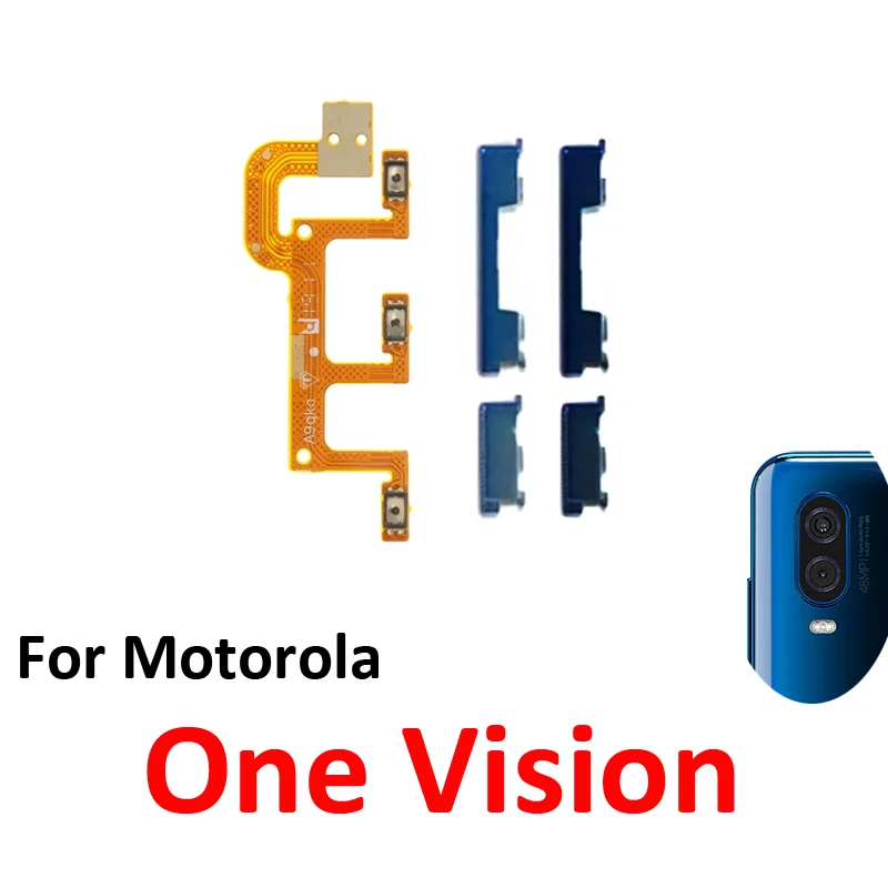 For Motorola Moto One Vision Phone New Power Volume Button On Off Up Down External Key Internal Flex Cable Repair Parts Black