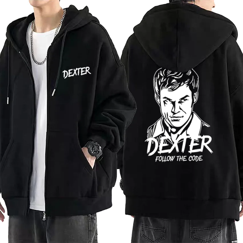 

TV Play Dexter Morgan Harry's Code Loose Hoodie Men Women 2025 Fleece Sweatshirts Hip Hop Coat Zip Up Jacket vintage streetwear
