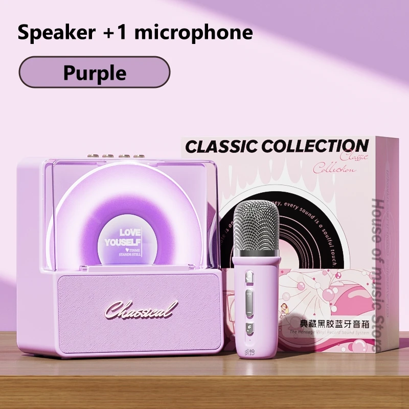 Hot Sale Electronics RGB Kids KTV Portable Wireless Bluetooth Karaoke K-song Speakers with Microphone for Home Party Singing