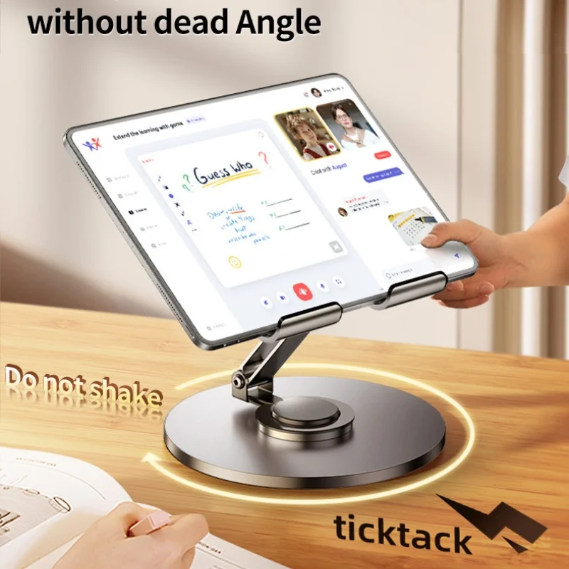 Dual Adjustable Super Stable Tablet Ipad Holder Multi Angle Foldable Aluminum Phone Stand 360 Rotating Stand Desktop Bracket