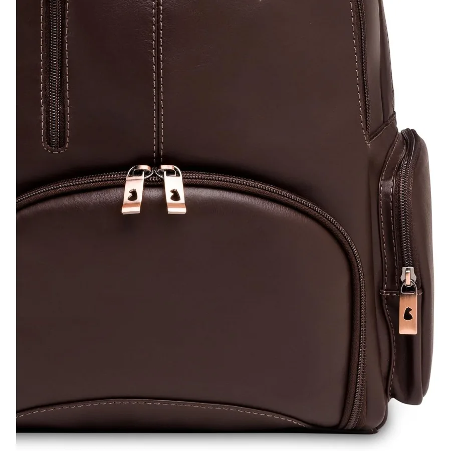 노르드웨그 가죽 노트북 백팩 NW072B 경량 데이팩 업무 여행 및 대학용 최대 15.6인치 노트북 수납 가능 브라운