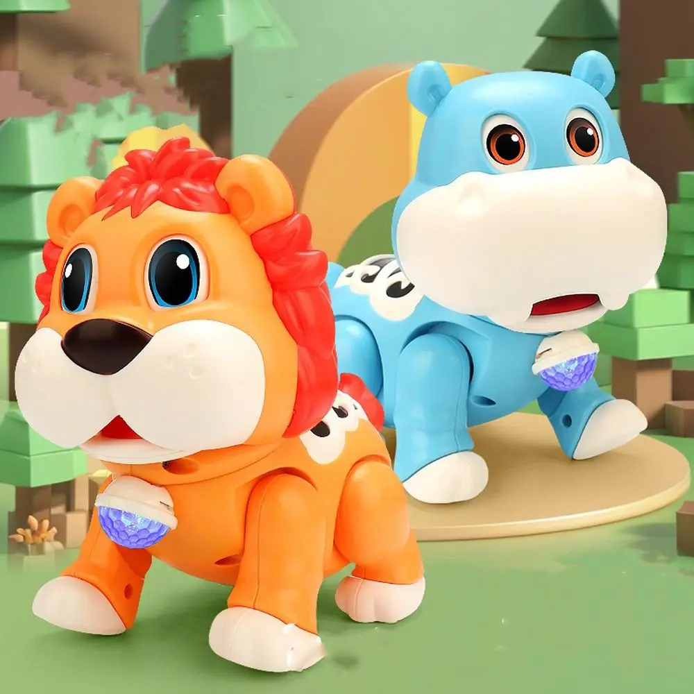 

Singing Dancing Flashing Dancing Animal Toy Educational Lion Hippopotamus Electric Craw Learning Toy Crawl Learning With LED