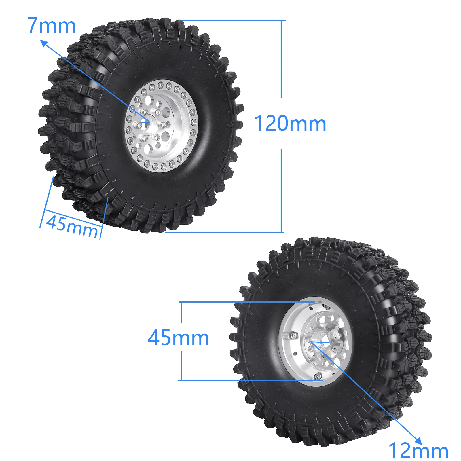 HobbyPark 4.72 inch 1.9 Crawler Tires and 1.9 Beadlock Wheels Set for Axial SCX10 II III Traxxas TRX-4 Redcat Gen8 Gen7 Upgrade