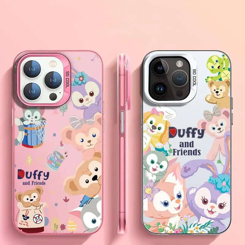 Disney Flower Duffy And Friends Matte Phone Case for Apple iPhone 15 14 13 12 11 pro Max 15plus 14plus XS X Colored Silver Cover