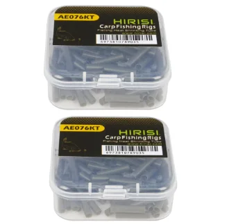Hirisi 100-teiliges Schrumpfschlauch-Set für Karpfenangeln, Anti-Tangle-Hakenärmel, Ronnie Hair Rig-Zubehör, langlebiges Angelgerät