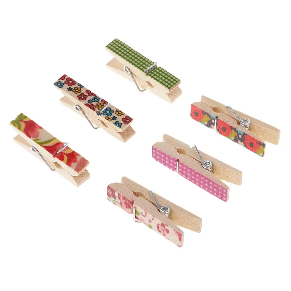 Patterned Wooden Clips DIY Christmas Ornaments Craft Materials for Scrapbook Crafts and Gift Decorating