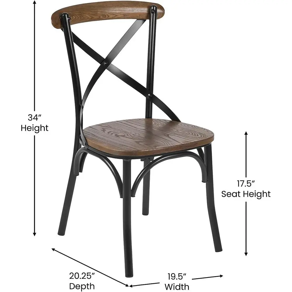 كرسي Fruitwood X-Back مع دعم معدني #3