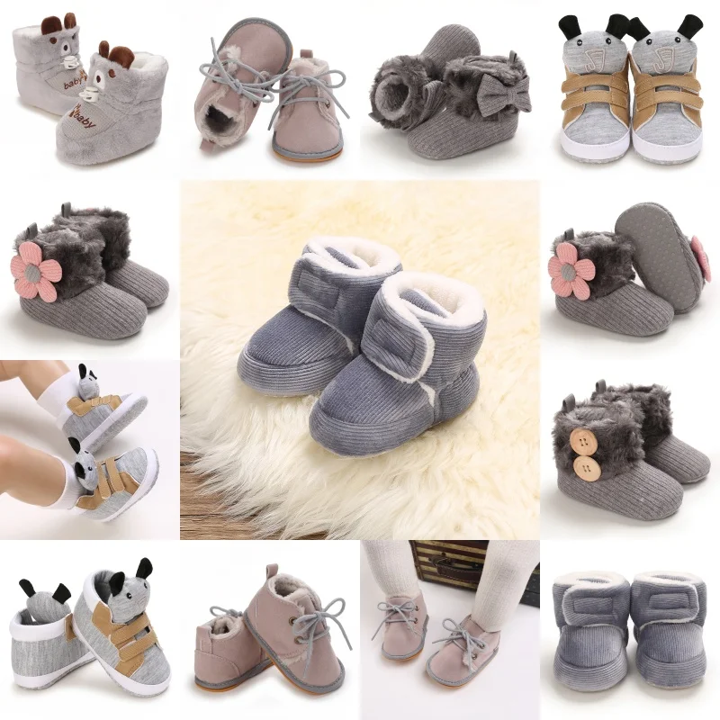 

A pair of comfortable and warm girls' midsole slip boots, casual style, indoor use, solid color, fabric on/inside/outside sole,