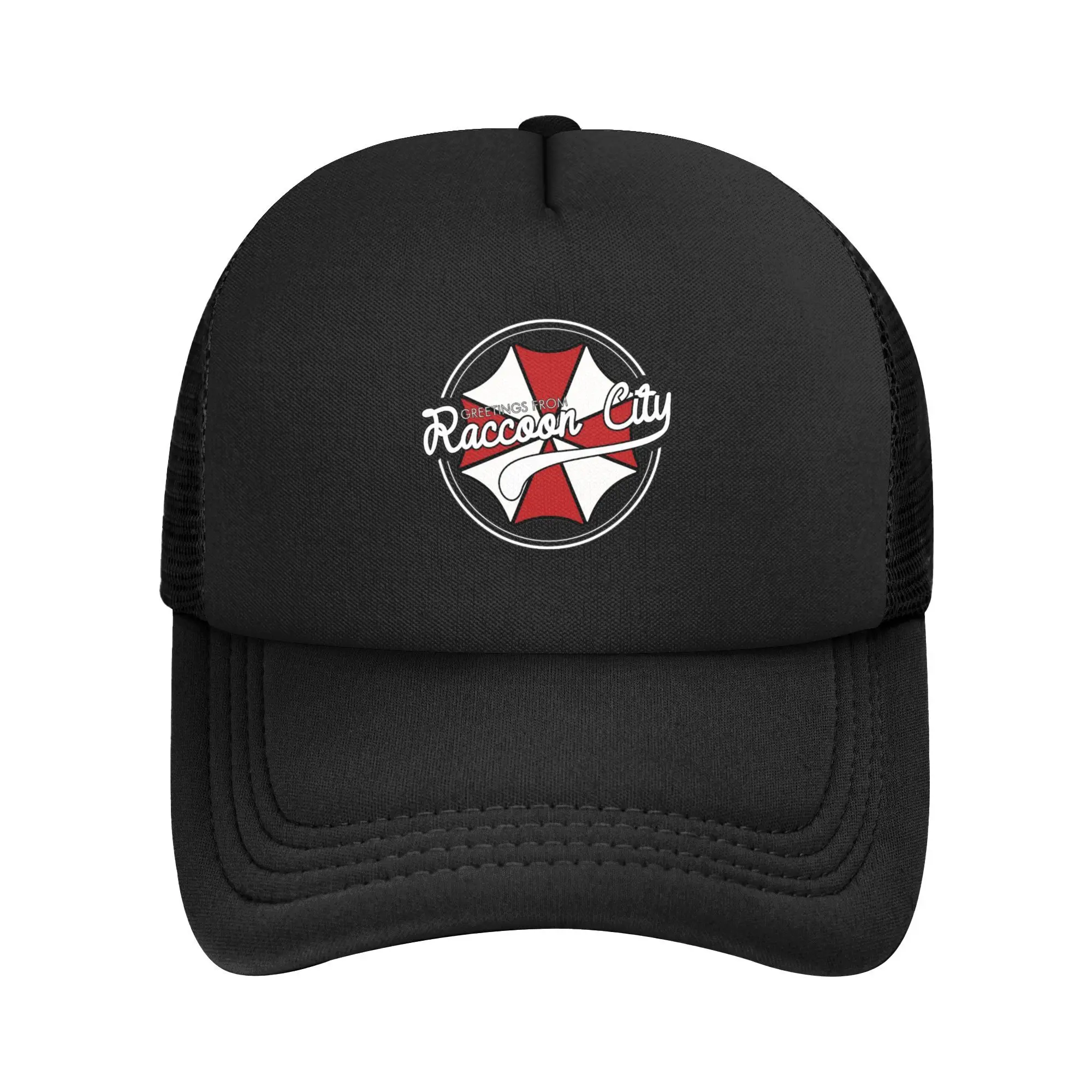 

Приветствие из енота City Umbrella Corp Шляпа дальнобойщика Сетчатая бейсболка Полиэстеровые шапки с биологической опасности Регулируемые шапки для гольфа Лето