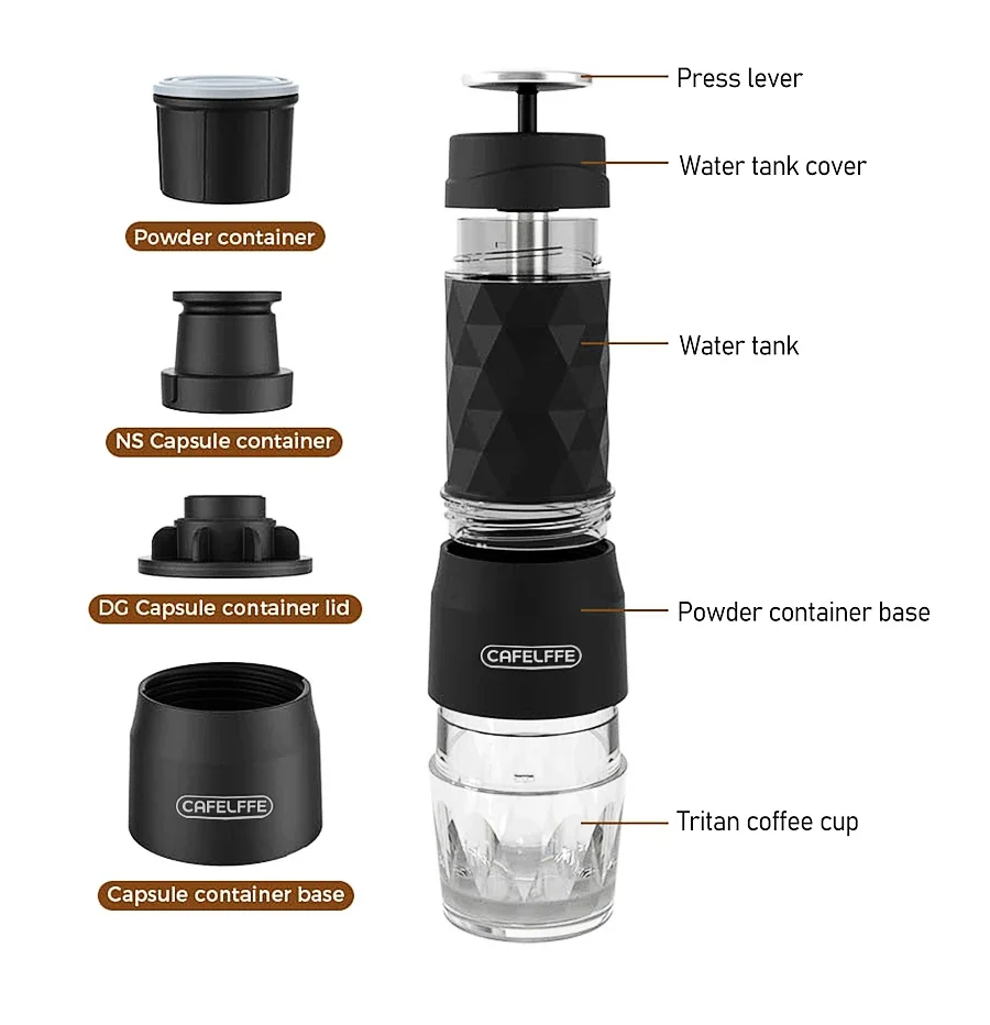 Portable Mini Coffee Machine Handheld Pressure Coffee Espresso Machine Office/Home Outdoor Travel Capsules Coffee Mak